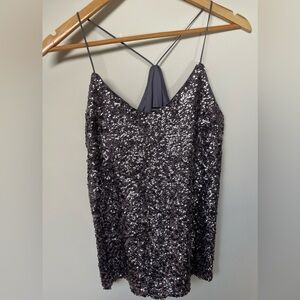 Express sequin cami tank - silver - size small